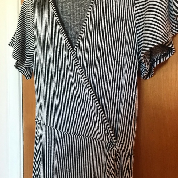 Striped Tulip-Skirt Wrap Dress (Caution To The Wind) - Picture 2 of 5